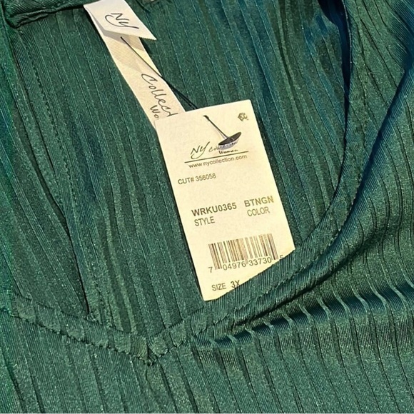 NY Collection Woman Plus Size Ribbed Jersey Knit Belted Jumpsuit Emerald NWT - Picture 6 of 8